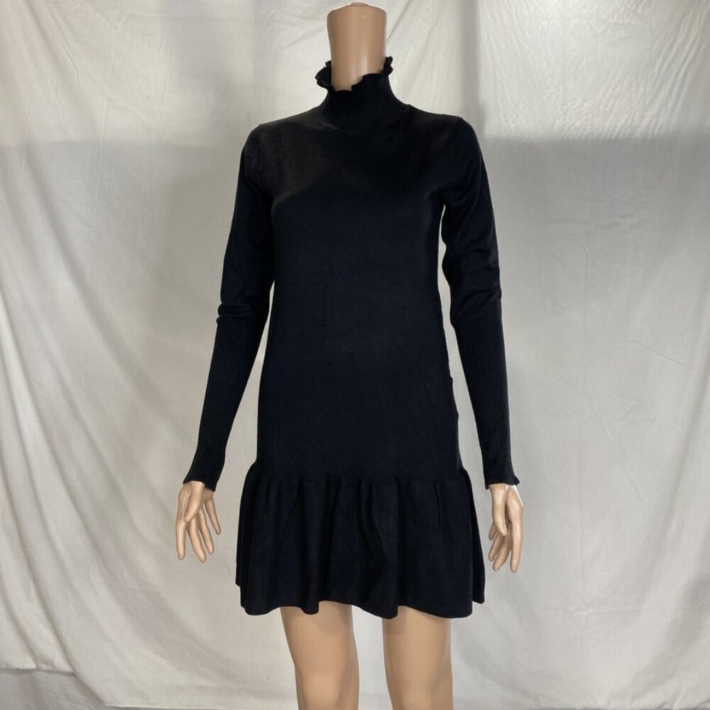 NEW SUNDAYS Women's Andes Soft Mock Neck Mini Dress Size M Black